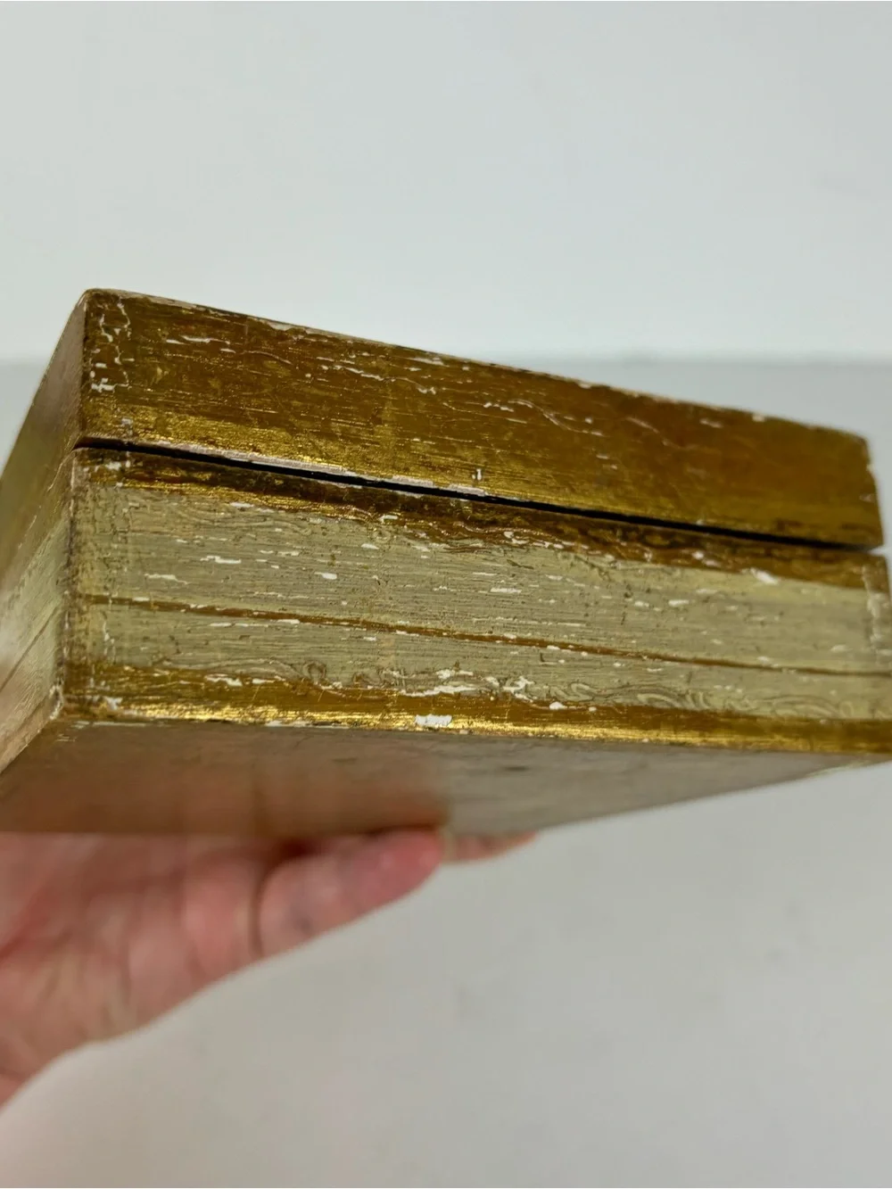 Vintage Italian Florentine Gold Gilded-Hinged Wooden Trinket Box-A Della Robbia